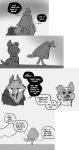  anthro big_eyes black_and_white black_pupils black_sclera bludragongal canid canine canis cape chihuahua cloak clothed clothing comic death_(puss_in_boots) dialogue domestic_cat domestic_dog dreamworks english_text eye_contact fangs feathers felid feline felis feral floppy_ears friend friendly friends grey_background group happy hat hat_feather headgear headwear hi_res holding_object holding_weapon hood hood_up hoodie long_tail looking_at_another looking_at_partner looking_down looking_up loose_feather male mammal melee_weapon monochrome mostly_clothed perrito_(puss_in_boots) poncho prick_ears pupils puss_in_boots_(dreamworks) puss_in_boots_(film) puss_in_boots_the_last_wish raised_clothing raised_hoodie raised_topwear rapier red_eyes sharp_fangs sharp_teeth simple_background sitting size_difference smile speech_bubble standing sweater sword tabby_cat tail talking_to_another talking_to_partner teeth text topwear toy_dog trio walking weapon white_pupils wolf 