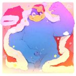  &lt;3 anthro avian balls beak belly bird blue_body blue_eyes blue_feathers blush clothing feathers foreskin genitals hi_res hollo_nut king king_dedede kirby_(series) male masturbation moobs nintendo nude one_eye_closed overweight penis robe royalty solo wink 