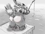  anthro belly big_butt big_the_cat blush butt clothing debudraws domestic_cat duo felid feline felis feral fishing fishing_rod froggy_(sonic) hat headgear headwear hi_res male male/male mammal overweight sega sonic_the_hedgehog_(series) 