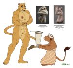  2023 5_fingers abs anthro areola big_breasts bovid bovine breasts brown_body brown_fur cattle claws clothed clothed/nude clothed_male_nude_female clothing duo felid female finger_claws fingers fur genitals guennol_lioness hi_res lion male male/female mammal muscular muscular_anthro muscular_female navel nipples nude ohs688 open_mouth open_smile pantherine pussy reference_image robe signature smile standing tan_body tan_fur toe_claws 