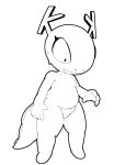  aliasing anthro antlers black_and_white blackbeet bodily_fluids clothing dragon female horn katie_(kde) kde line_art looking_offscreen monochrome panties slightly_chubby solo standing stare sweat tail underwear 