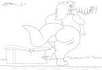  absurd_res anthro bag black_and_white digestion dirtymac dragon food fruit hi_res male melon monochrome oral_vore plant size_difference text vore weight_gain 