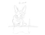  ambiguous_gender animated big_ears black_and_white bowl candle container eeveelution english_text fur fur_markings generation_6_pokemon markings monochrome nintendo paws pokemon pokemon_(species) sangsang semi-anthro sketch smile solo sylveon tail text 