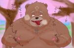  &lt;3 &lt;3_eyes anthro bear blush brown_body brown_fur crave_saga fur gabu_(crave_saga) male mammal nipple_fetish nipple_pinch nipple_play overweight pinch pinching_own_nipple ringofdaybreak solo tattoo 