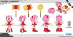  1girl absurdres amy_rose boots bracelet character_profile clenched_teeth closed_eyes english_commentary gloves green_eyes hairband hammer hedgehog_girl highres holding holding_hammer jewelry long_eyelashes motion_lines multiple_views official_art open_mouth pigeon-toed pink_fur red_footwear red_hairband reference_sheet sega single_vertical_stripe smile solo sonic_dream_team teeth toy_hammer turnaround tyson_hesse white_gloves 