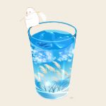  artist_name bear chai_(drawingchisanne) drink food_focus glass ice ice_cube no_humans original polar_bear shirokuma-san_(drawingchisanne) simple_background 