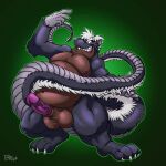  anthro balls belly big_belly fat_belly fatbat genitals grin gtskunkrat_(character) hair hand_on_tail hybrid long_tail looking_at_viewer low_res male mammal mephitid murid murine overweight overweight_anthro overweight_male penis raised_arm rat rat_tail rodent sharp_teeth skunk smile solo tail teeth white_hair 