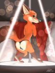  animated anthro big_butt bulge butt canid canine canis clothing dancing disney fox fur link6432 looking_at_viewer low_res male mammal nick_wilde orange_body orange_fur pole pole_dancing red_fox smile solo stripper stripper_pole thick_thighs thong underwear zootopia 
