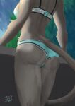  androidz anthro bra breasts butt clothed clothing digital_media_(artwork) digital_painting_(artwork) female fur haplorhine hi_res japanese_macaque lace low-angle_view macaque mammal monkey old_world_monkey pai_(androidz) panties primate rear_view simple_background solo thick_thighs underwear wide_hips 
