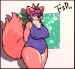  absurd_res anthro belly big_breasts breasts camel_toe canid canine canis cheek_tuft chubby_anthro chubby_belly chubby_female clothing domestic_dog exposed_breasts facial_tuft female fluffy fluffy_chest fluffy_tail fsdog fur genitals hair hi_res huge_breasts mammal pink_body pink_fur purple_hair pussy slightly_chubby solo solo_focus swimwear tail tuft 