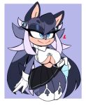  &lt;3 2023 afrosoricid anthro big_breasts blue_body blue_eyes blue_fur bottomwear breasts cleavage_cutout clothed clothing fan_character female fur gloves handwear hi_res legwear mammal navel nelljoestar ribbons sega simple_background skirt smile solo sonic_the_hedgehog_(series) tenrec thick_thighs wide_hips 
