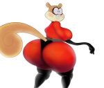  absurd_res anthro barrybbeesly big_breasts big_butt blush breasts buckteeth butt clothing cosplay disney dot_eyes female gloves handwear helen_parr hi_res huge_breasts huge_butt legwear mammal nickelodeon pixar rodent sandy_cheeks sciurid skinsuit solo spongebob_squarepants tan_body teeth the_incredibles thigh_highs tight_clothing tree_squirrel 