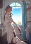  1girl absurdres bald bathroom bathtub blood curtains guro highres murder nude orange_hair original pubic_hair pussy zuoteng_lucha 