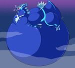  absurd_res ambiguous_gender argentite belly close_to_bursting creaking dialga dinosaur dragon feral generation_4_pokemon hi_res hyper inflation legendary_pokemon male nintendo pokemon pokemon_(species) purple_background reptile scalie simple_background solo 