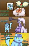 absurd_res al_gx anthro big_breasts blue_body breasts brown_body celes_(celes_the_whim) clothing comic female food generation_1_pokemon generation_5_pokemon generation_6_pokemon goodra group hat headgear headwear hi_res huge_breasts legendary_pokemon male mew_(pokemon) necktie nintendo pokemon pokemon_(species) purple_body sandwich_(food) shiny_pokemon shirt spanish_text star tail text topwear trio whimsicott white_body 
