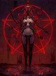  anthro arcsuh bell bell_collar bovid breast_grab breasts caprine collar cult_of_the_lamb digital_media_(artwork) digital_painting_(artwork) disembodied_hand female fur hand_on_breast hi_res horn lamb_(cult_of_the_lamb) looking_at_viewer mammal nipples nude pentagram red_crown_(cult_of_the_lamb) sheep simple_background solo solo_focus white_body white_fur wool_(fur) 