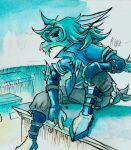  absurd_res belt candy dessert dragon edgy food fur furred_dragon hi_res keewan laecer lollipop male painting_(artwork) reptile rooftop scalie sketch solo solo_focus space_lizard traditional_media_(artwork) watercolor_(artwork) 