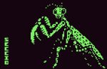  2022 ambiguous_gender antennae_(anatomy) arthropod artist_name black_background digital_media_(artwork) feral green_body insect mantis pixel_(artwork) seccio simple_background solo wings 