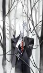  1boy black_suit creepypasta faceless faceless_male formal hand_on_own_chest hand_on_own_face leaf necktie pale_skin psd_(psdgai) red_necktie simple_background slender_man solo suit tall tall_male 