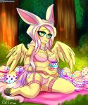  absurd_res anthro caliluminos easter easter_bunny egg equid equine female fluttershy_(mlp) friendship_is_magic hasbro hi_res holidays horse invalid_tag mammal my_little_pony pegasus pony solo wings 