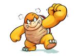  angry anthro boom_boom cross-popping_vein dynogreeno eyebrows fangs fist hi_res male mario_bros nintendo scalie simple_background snout solo teeth 