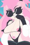  anthro arm_warmers armwear breasts clothed clothing erect_nipples eyewear female hi_res lagomorph leggings legwear leporid mammal nipples panties partially_clothed rabbit sh1vss smile smiling_at_viewer smirk smirking_at_viewer solo sunglasses underwear 