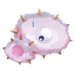 :o blush blush_stickers chiimako closed_eyes closed_mouth cloud commentary_request cosplay costume kirby kirby_(series) kracko kracko_(cosplay) looking_at_another one-eyed simple_background spikes sweatdrop white_background 