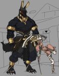  &lt;3 animal_humanoid ankh anthro anubian_jackal anubis anubis_(nlebo_hentai) bast bast_(nlebo_hentai) big_breasts black_body black_fur breasts canid canine canis claws clothed clothing curvy_figure dark_body dark_skin deity duo egyptian_mythology ellipsis felid feline female fur gold_(metal) gold_jewelry grey_background hi_res huge_breasts humanoid jackal jewelry larger_male male male/female mammal middle_eastern_mythology muscular muscular_anthro muscular_male mythology nlebo_hentai sharp_claws simple_background size_difference skimpy smaller_female thick_thighs 