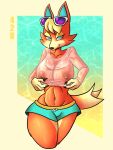  animal_crossing anthro areola audie_(animal_crossing) big_breasts blonde_hair blue_background blue_bottomwear blue_clothing blue_eyes blue_shorts bottomwear breasts canid canine canis cheek_tuft clothing dipstick_tail eyelashes eyeshadow eyewear eyewear_on_head facial_tuft female fur hair head_tuft hi_res makeup mammal markings navel nintendo nipples orange_areola orange_nipples raccoon_sama shirt shorts simple_background smile solo sunglasses sunglasses_on_head tail tail_markings tan_background tan_body tan_fur thick_thighs topwear translucent translucent_clothing translucent_topwear tuft wet wet_clothing wet_shirt wet_topwear wide_hips wolf yellow_background yellow_eyeshadow 