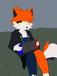  absurd_res anthro blue_body blue_fur bottomwear calico_cat clothing domestic_cat felid feline felis female fur furniture hair hi_res hikaridraws holding_object hoodie mammal multicolored_body multicolored_fur multicolored_tail nintendo nintendo_switch on_sofa orange_body orange_fur orange_hair shorts sitting sitting_on_sofa sofa solo tail topwear white_body white_fur yellow_eyes 