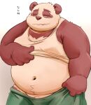  2023 anthro barely_visible_genitalia barely_visible_penis bear belly big_belly clothing genitals giant_panda kemono male mammal meg_hoi navel overweight overweight_male penis shirt solo topwear underwear 