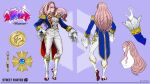  1girl ascot boots braid capcom character_name crown_braid drill_hair epaulettes formal frilled_sleeves frills gloves manon_legrand official_alternate_costume official_alternate_hairstyle official_art reference_sheet street_fighter street_fighter_6 white_gloves 