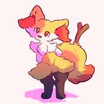  1:1 ambiguous_gender anthro big_tail braixen cheek_tuft digital_media_(artwork) facial_tuft feet fur generation_6_pokemon hands_behind_back hi_res inner_ear_fluff long_ears looking_at_viewer mrcat11 nintendo open_mouth paws pokemon pokemon_(species) simple_background smile stick tail toes tuft yellow_body yellow_fur 