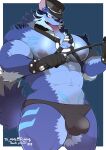  abs absurd_res anthro bdsm blue_body blue_fur bulge canid canine canis clothing fur gloves handwear harness hat headgear headwear hi_res leather leather_harness lifewonders male mammal muscular muscular_anthro muscular_male nipples pecs riding_crop solo takezamurai thong tindalos_(tas) tokyo_afterschool_summoners underwear whip wolf 