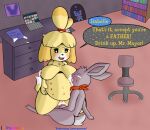  2023 animal_crossing anthro being_watched bodily_fluids breast_play breast_suck breasts butt canid canine canis chair computer cum cum_in_pussy cum_inside domestic_dog drinking_milk duo e621 eye_contact female feral furniture genital_fluids hi_res inside isabelle_(animal_crossing) lagomorph leporid looking_at_another male male/female mammal milk multi_nipple neckerchief nintendo nipples office penetration penile penile_penetration penis_in_pussy pregnant pregnant_female rabbit romper_(trippybunny) rosie_(animal_crossing) shih_tzu sucking toy_dog trippybunny vaginal vaginal_penetration 