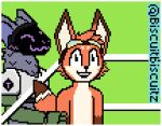  anthro biscuit_(biscuitbiscuitz) biscuitbiscuitz brown_body brown_fur canid canine duo eyewear eyewear_on_head fox fur goggles goggles_on_head machine male mammal nintendo orange_body protogen punch-out!! purple_body purple_fur robotic_arm smile tail tostadorai white_body white_fur 