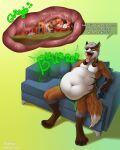  abdominal_bulge absurd_res after_vore anthro bet bleachsoulreaper01 burping canid canine controller digestion duo eyewear famir_(thebestvore) feroxdoon fox fully_inside gambling game_controller gaming glasses gregory_mist-tail headphones hi_res lost male male/male mammal mouth_shot nonbinary_(lore) open_mouth oral_vore red_fox rumbling_stomach same_size_vore soft_vore squirming thebestvore vore willing_pred willing_prey winner 