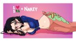  1girl black_eyes black_hair blue_jacket breasts commentary cropped_jacket english_commentary grin highres jacket large_breasts like_and_retweet lying midriff narrow_waist navel nico_robin on_side one_piece orange_pants pants smile solo susie_hatter widow&#039;s_peak 