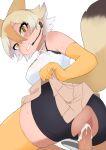  1boy 1girl anal animal_ears ass ass_focus bike_shorts bike_shorts_under_skirt black_shorts blonde_hair blush breasts brown_hair brown_skirt cameltoe clothes_lift commentary_request coyote_(kemono_friends) cum cum_in_ass cum_overflow elbow_gloves feet_out_of_frame girl_on_top gloves grin hair_between_eyes headset hetero highres kemono_friends kemono_friends_v_project large_breasts long_bangs looking_at_viewer looking_back multicolored_hair ollie_(ollie_stratos) penis pleated_skirt reverse_cowgirl_position sex shirt short_hair shorts simple_background skirt skirt_lift sleeveless sleeveless_shirt smile solo_focus straddling sweat tail thighhighs torn_bike_shorts torn_clothes uncensored virtual_youtuber white_background white_shirt wolf_ears wolf_tail yellow_eyes yellow_gloves yellow_thighhighs 