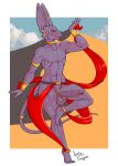  accessory anklet anthro armor balls beerus big_ears blep bracers cock_ring dancing desert domestic_cat dragon_ball dragon_ball_super ear_piercing ear_ring erection feet felid feline felis front_view genitals hairless hairless_cat hi_res hoop_ear_ring humanoid_genitalia humanoid_penis jewelry male mammal mostly_nude necklace nightfaux on_one_leg penis penis_accessory penis_jewelry piercing pose ring_piercing sand_dune solo sphynx_(cat) standing tongue tongue_out 