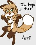  anthro averi_(fiddleafox) brown_body brown_fur canid canine dipstick_tail english_text female female_anthro food fox fur gloves_(marking) green_eyes hair holding_object leg_markings looking_at_viewer mammal markings simple_background socks_(marking) solo tail tail_markings tanukibro text white_body white_fur 