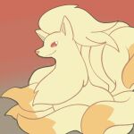  ambiguous_gender chest_tuft feral generation_1_pokemon hi_res kompeito multi_tail ninetales nintendo pokemon pokemon_(species) red_eyes simple_background sitting smile solo tail tuft 