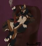  absurd_res anthro canid canine canis casual_nudity cigar hi_res male mammal scorchwind58 smoking solo wolf 