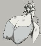  animal_humanoid big_breasts big_butt blush blush_lines bovid bovid_humanoid bovine bovine_humanoid bra braided_hair braided_ponytail breasts butt cattle_humanoid cleavage clothed clothing female hair horn horned_humanoid huge_breasts humanoid hyper hyper_breasts kokido looking_at_viewer mammal mammal_humanoid monochrome nicole_(matsu-sensei) ponytail simple_background solo standing tail thick_thighs underwear 