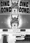  anthro arcsuh black_and_white canid canine comic detailed_background dialogue digital_media_(artwork) duo english_text environment equid equine female fur hair hi_res hybrid lizzy_(arcsuh) male male/female mammal monochrome open_mouth procyonid raccoon simple_background speech_bubble text zebra zeek_(arcsuh) 