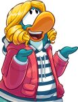  avian bird blonde_hair blue_clothing blue_hoodie blue_topwear clothed clothing club_penguin drill_curls female hair hi_res hoodie jacket long_hair looking_up official_art open_clothing open_jacket open_mouth open_topwear pattern_clothing pattern_hoodie pattern_topwear penguin pink_clothing pink_jacket pink_topwear solo striped_clothing striped_hoodie striped_topwear stripes topwear two_tone_hoodie unknown_artist upper_body upper_teeth_only white_clothing white_hoodie white_topwear 