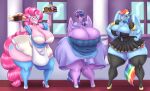  absurd_res anthro anthrofied big_breasts big_butt blush breasts butt cake cleavage clothed clothing dessert dress food footwear friendship_is_magic hasbro hi_res high_heels legwear maid_headdress maid_uniform my_little_pony pinkie_pie_(mlp) standing stockings thick_thighs uniform wide_hips 