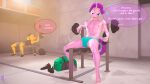  3d_(artwork) abs absurd_res anthro anthrofied bag balls barbell bench_press bodily_fluids clothing crossgender dialogue digital_media_(artwork) dumbbell english_text equestria_girls equid equine feet friendship_is_magic ftm_crossgender genitals gym hasbro hi_res horn humanoid_feet looking_at_viewer male mammal muscular muscular_anthro muscular_male my_little_pony penis plantigrade sitting starlight_glimmer_(mlp) sunset_shimmer_(eg) sweat text unicorn unie weights 