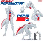  behind_another coke drinking_soda female hi_res imminent_death larger_female looking_at_viewer pepsi pepsi_man pepsiman_(character) pepsiwoman_(character) ruok_9311 size_difference werewolf_pepsiwoman 