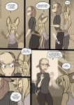  5_fingers anthro blush blush_lines breasts canid canine clothed clothing cloves_(freckles) comic duo english_text equid equine female fennec fingers fox freckles_(artist) hair horse interspecies male male/female mammal open_mouth open_smile smile tail text 